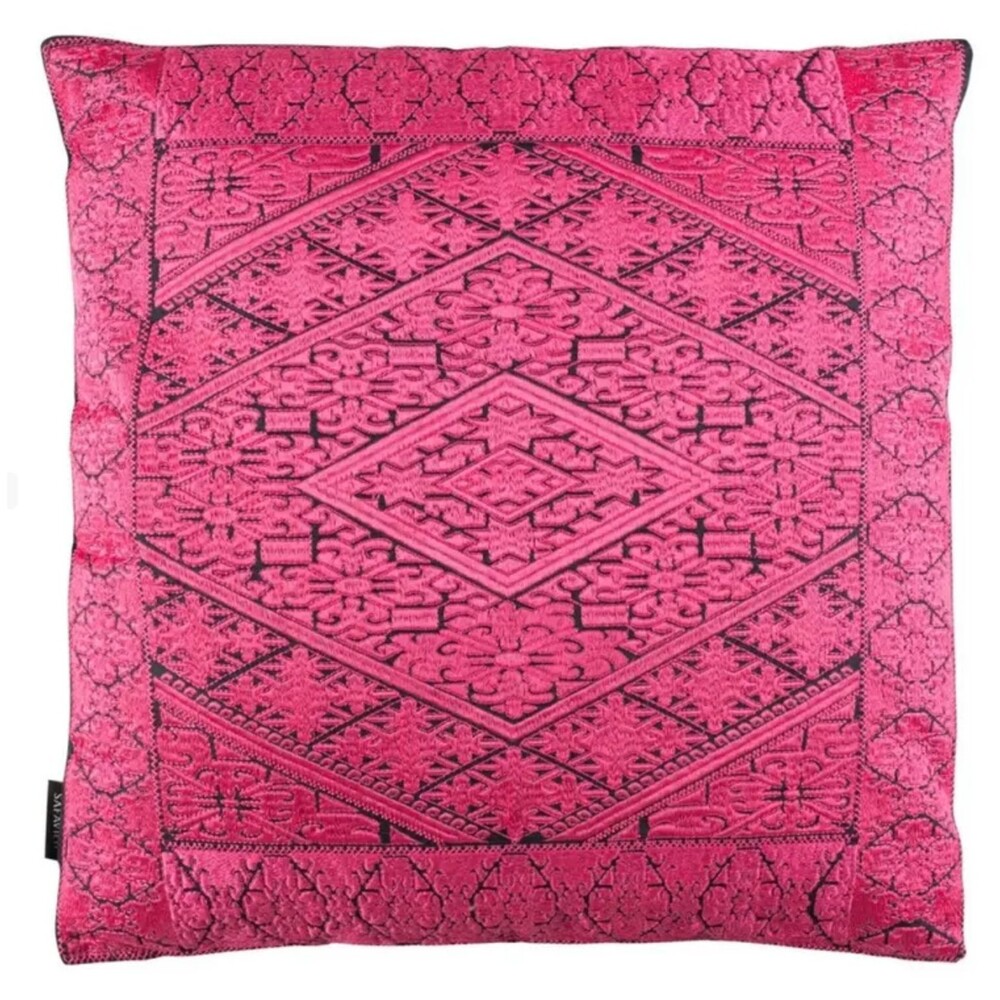 NEW Safavieh LILA Pink & Blue Pillow Cover Embroidered Brocade Velvet 20" x 20"